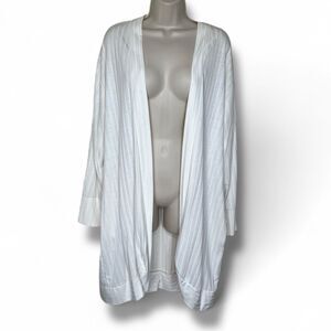 Handmade Off White Cocoon Long Sweater Open Front Long Sleeve Pockets Women XL